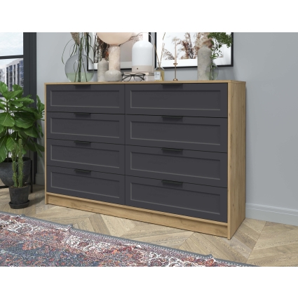 Kомод Тренд КТ-К157 (Дуб золотой ЛДСП/ Пепел ЛМДФ) Ш1565 В1020 Г451